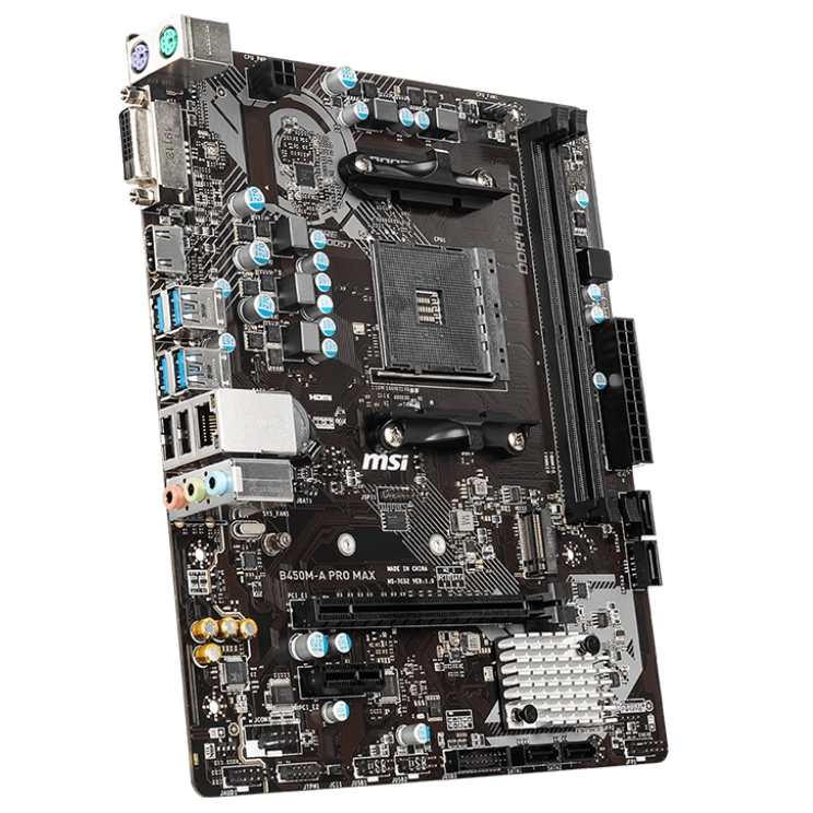  MSI M/Board AMD 1st/2nd/3rd Gen Ryzen AM4 CPU B450M-A Pro Max Image