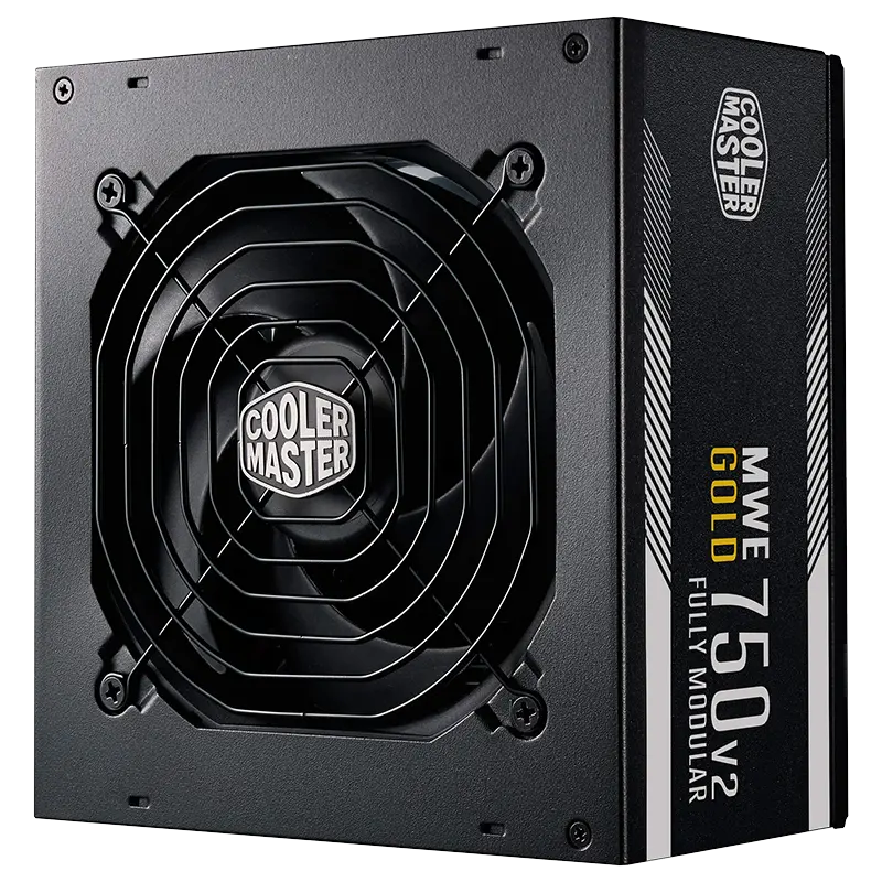 Cooler Master MWE 750 Gold V2 Fully Modular PSU (UK Plug) - 80 PLUS Gold 750W Power Supply Unit, Flat Black Cabling, 120mm LDB Fan, High-Temperature Threshold Image