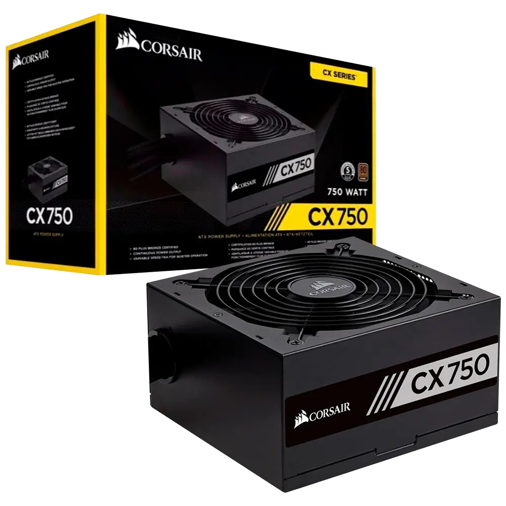 Corsair CX Series™ CX750 — 750 Watt 80 PLUS® Bronze Certified ATX PSU Image