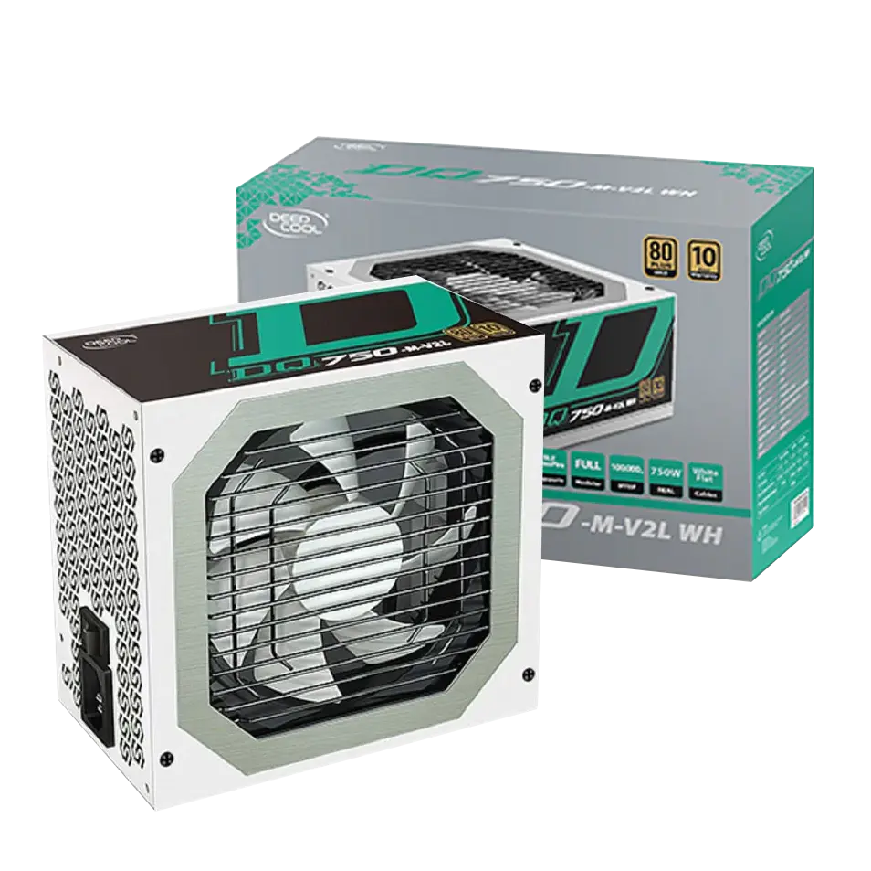 DeepCool 750W 80 PLUS Gold Certified Fully Modular Power Supply WHITE Color Image
