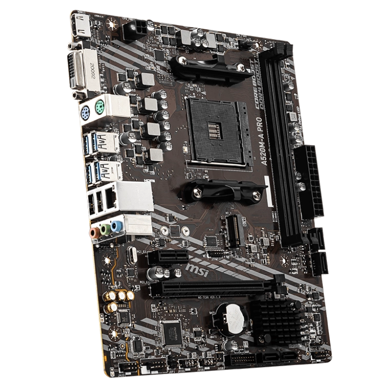 MSI M/Board AMD 3rd Gen Ryzen AM4 CPU, mATX Motherboard A520M-A PRO Image