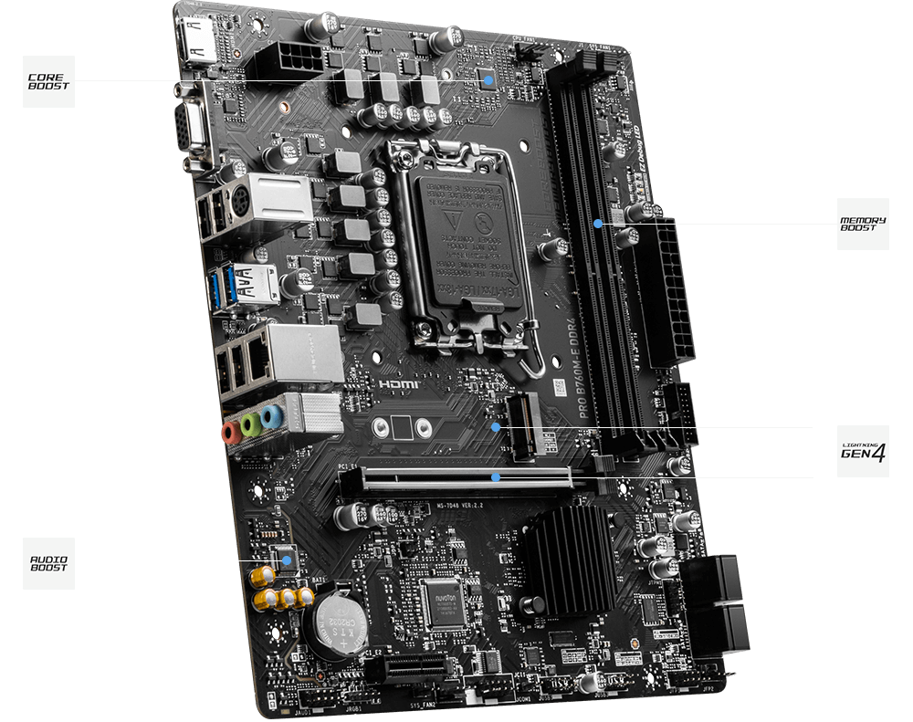 MSI M/Board PRO B760M-E DDR4 Intel 12th and 13th Gen Image